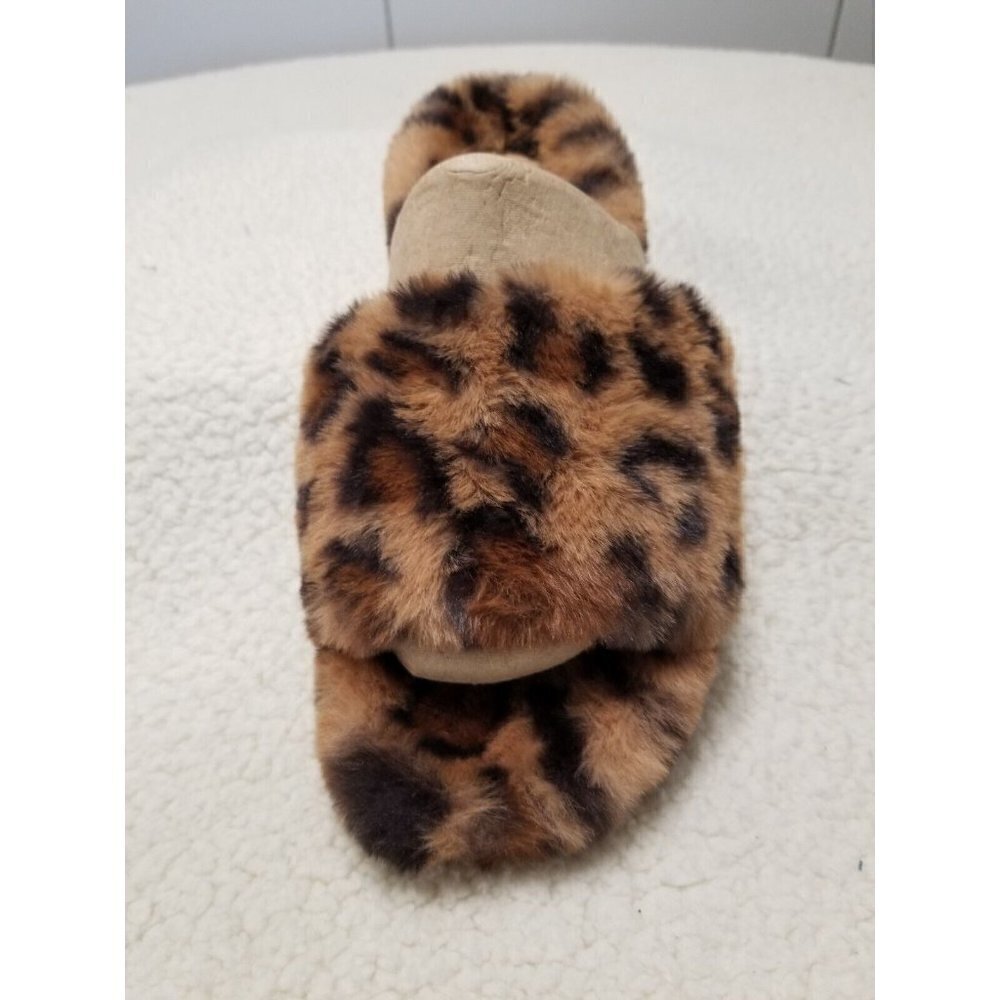 J/Slides Urban Sport Lovlie Slipper Leopard Faux Fur Animal Print Fuzzy Slide 7